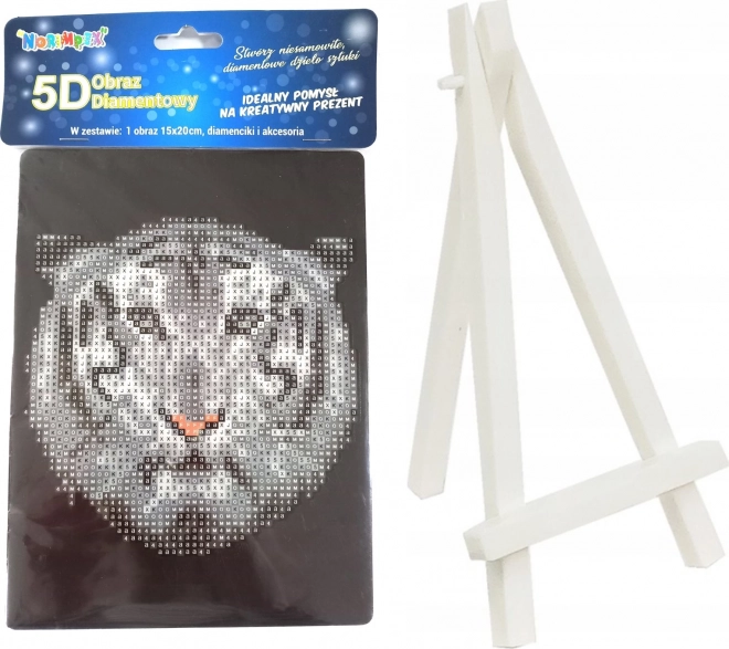 Malowanie diamentowe biały tygrys 15 × 20 cm ze stojakiem – NORIMPEX