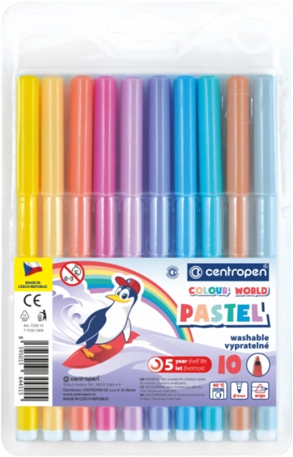 CENTROPEN Flamastry PASTEL 10 kolorów