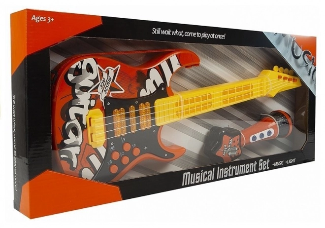 Dziecięca gitara elektryczna z mikrofonem – czerwona