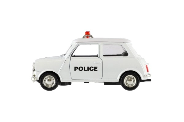 Auto policyjne retro 11cm metal/plastik na napęd wsteczny na baterie ze światłem 4 rodzaje