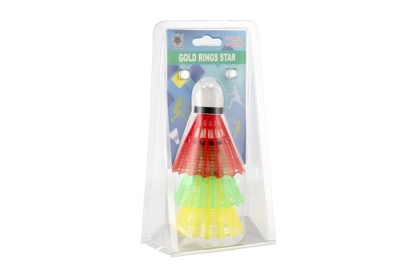 Piłeczki/Koszyczki do badmintona kolorowe plastikowe 3 sztuki na karcie 11x21cm