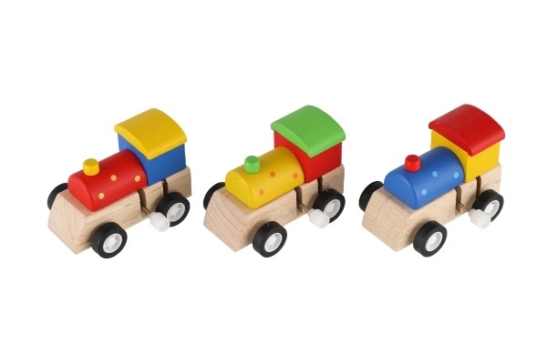 Lokomotywa na kluczyk drewno 7cm różne 3 kolory