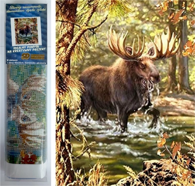 Norimpex Diamentowa mozaika Łoś w rzece 30x40 cm