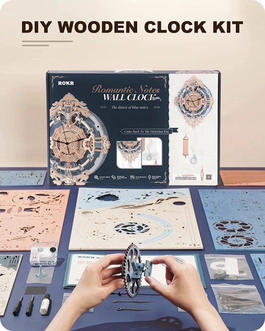 RoboTime 3D drewniane mechaniczne puzzle - Zegar ścienny