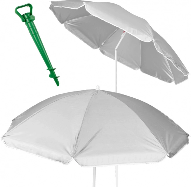 Parasol plażowy i ogrodowy z ochroną UV 150 cm – szary, składany i z regulacją wysokości