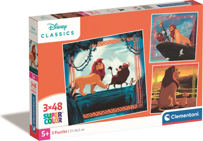 Puzzle Król Lew 3×48 elementów CLEMENTONI