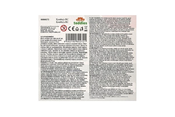 Kombajn/ezačka RC plastik 22cm 27MHz na baterie z światłem 2 rodzaje w pudełku 30x21x12cm
