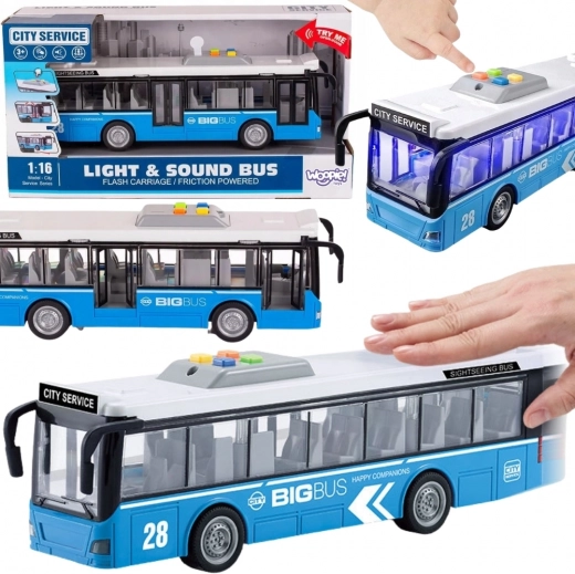 Interaktywny miejski autobus WOOPIE 1:16 z efektami i otwieranymi drzwiami