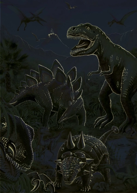 Świecące puzzle świat dinozaurów 100 XL elementów