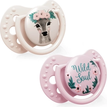 LOVI Smoczek silikonowy dynamiczny WILD SOUL 3-6 m 2 szt. dziewczynka