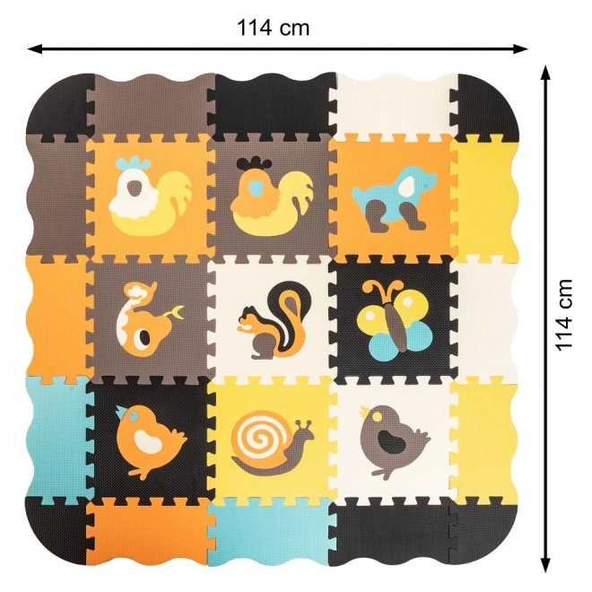 Kolorowe piankowe puzzle ze zwierzętami i kojcem - 25 sztuk