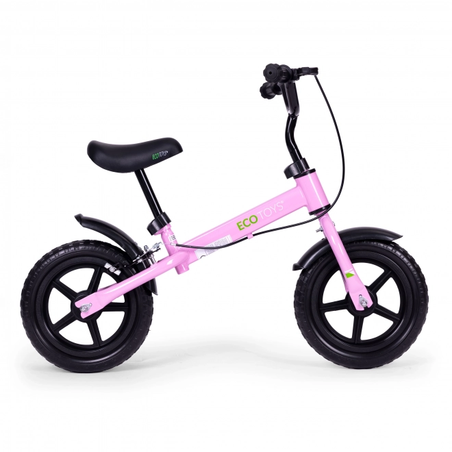 Ecotoys Dziecięcy rowerek biegowy z hamulcem i kołami EVA różowy
