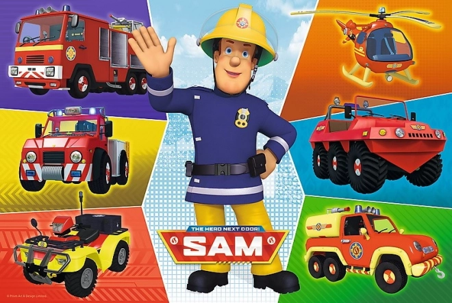Puzzle Strażak Sam 100 elementów 41x27,5cm w pudełku 29x19x4cm