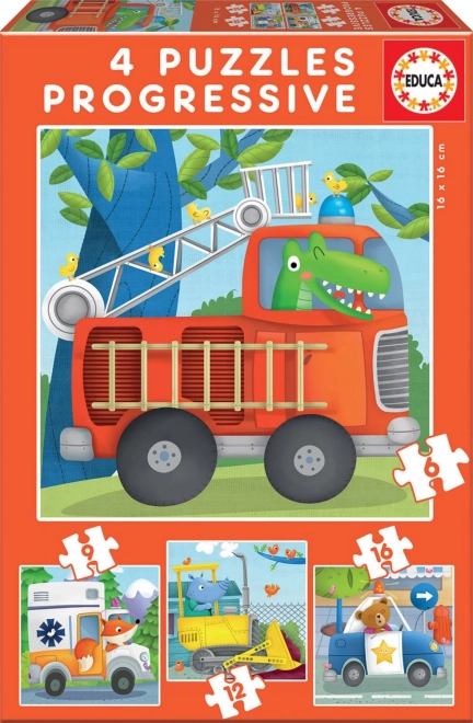 Educa puzzle Zwierzęcy ratownicy 4w1 (6, 9, 12, 16 elementów)