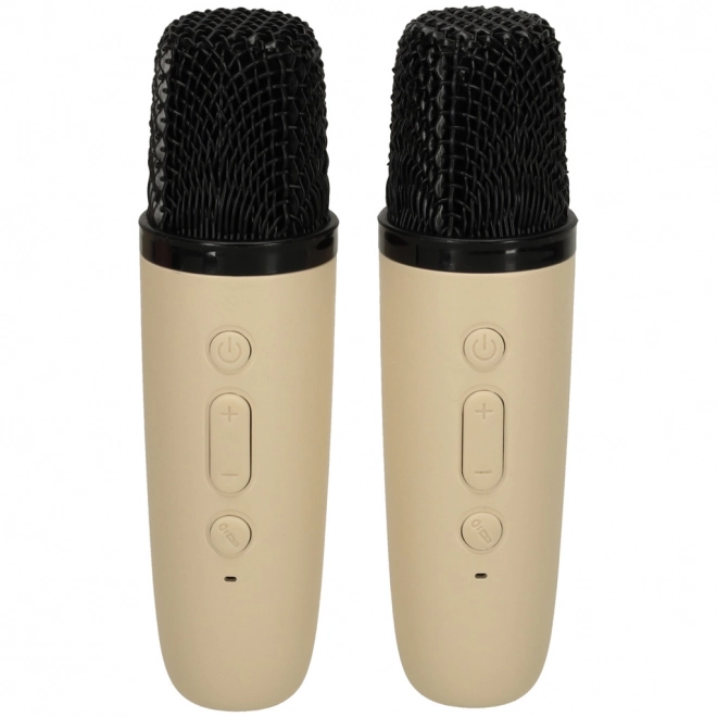Zestaw Karaoke 2 mikrofony + przenośny głośnik BLUETOOTH USB LED kolor beżowy