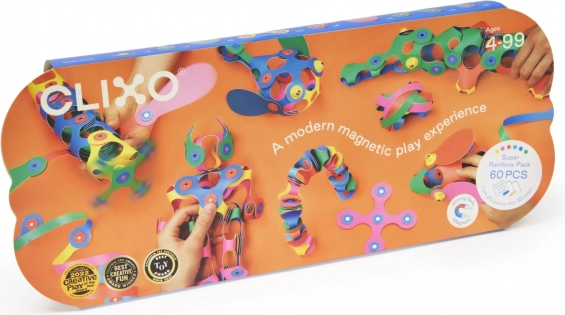 Magnetyczne klocki Clixo Super Rainbow, 60 sztuk