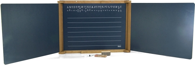 Jeujura drewniana potrójna tablica ścienna wielofunkcyjna 156 × 43 cm z akcesoriami