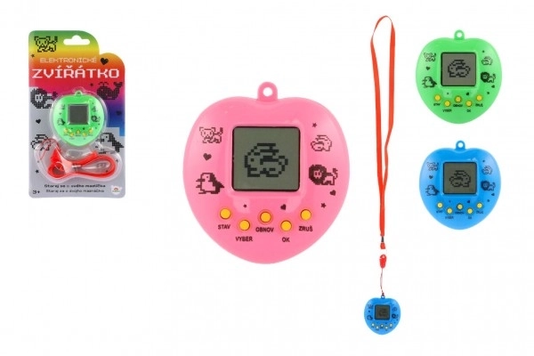 Zwierzątko elektroniczne brelok ze sznureczkiem plastik 5x6cm na baterie mix kolorów 10,5x15x2cm