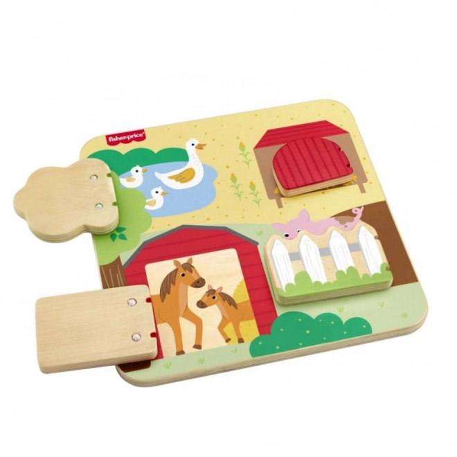 Fisher-Price Drewniana zabawa w chowanego ze zwierzętami
