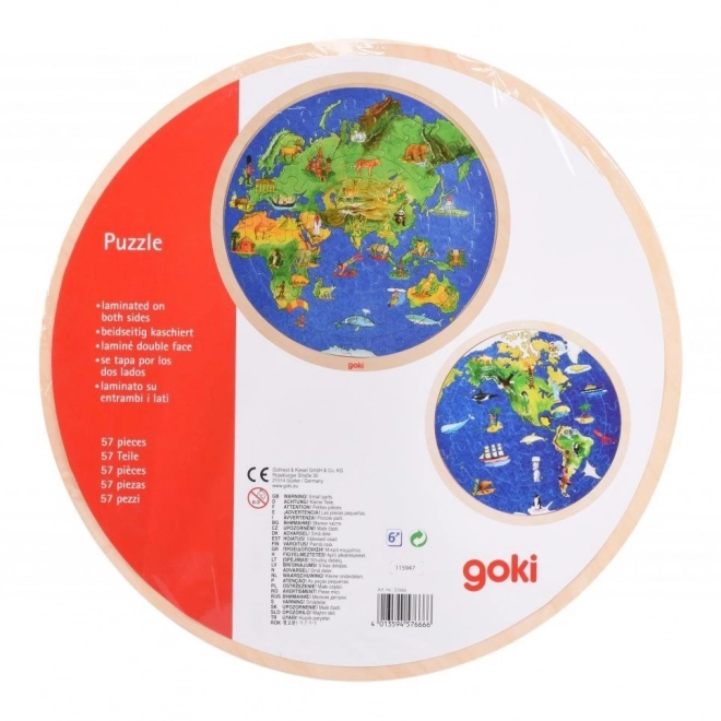 Dwustronna mapa świata puzzle