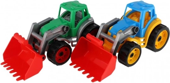 Kolorowy traktor z plastikową łyżką dla dzieci