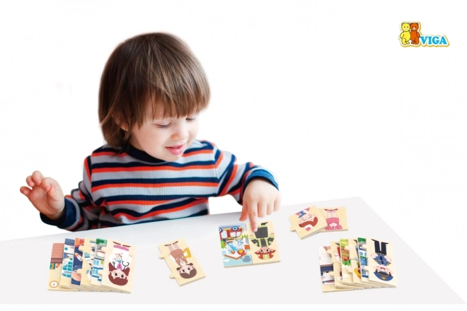 Drewniane puzzle odpowiadające zawodom
