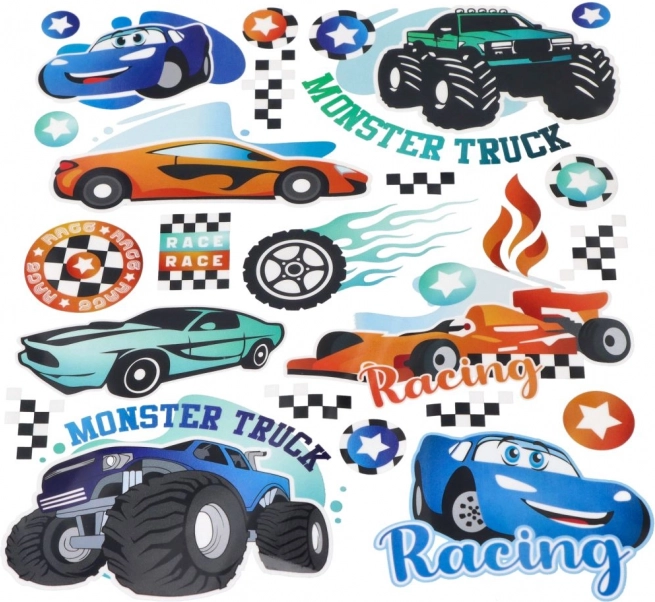 Naprasowywane naklejki Monster Truck – duży arkusz 20 × 30 cm