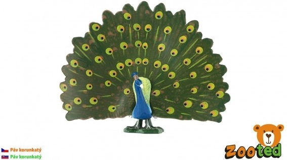 Plastowa figurka pawia z koroną 12 cm