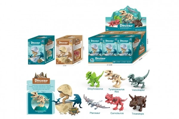 Dinozaur śrubowy w jajku plastikowym 13cm 2 rodzaje w pudełku 9x9x14cm