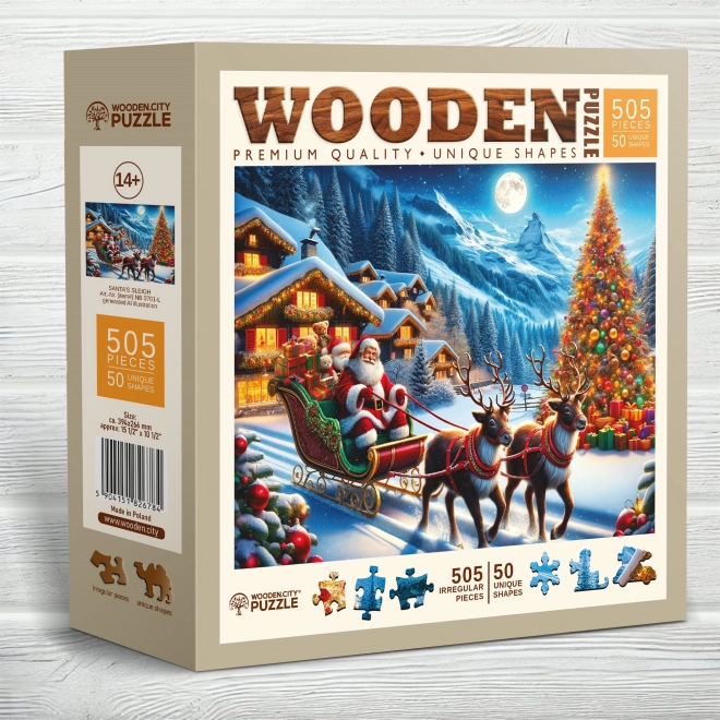 Drewniane puzzle sanie Świętego Mikołaja 505 elementów