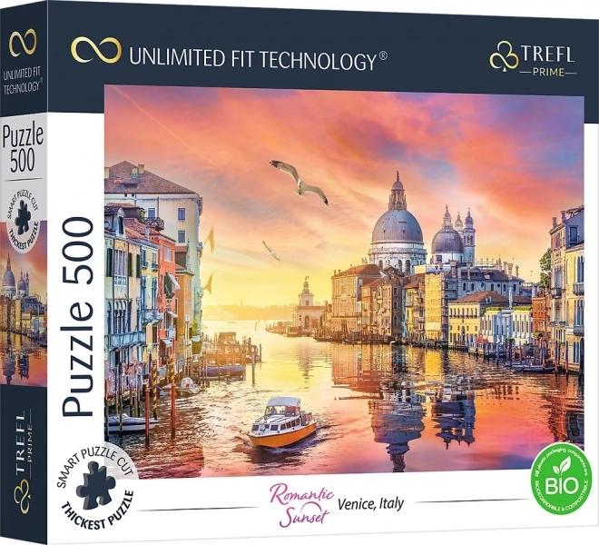 Puzzle Romantyczny zachód słońca: Wenecja, Włochy 500 elementów