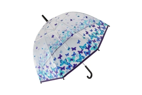 Parasolka przezroczysta z motylkami plastik/metal 80cm w woreczku