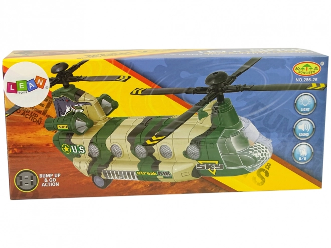 Wojskowy helikopter z lampkami LED i dźwiękami
