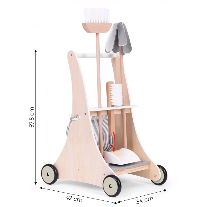 Drewniany wózek do sprzątania beżowy ECOTOYS