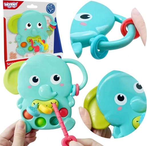 Woopie Baby sensoryczny gryzak słoń Montessori 4w1