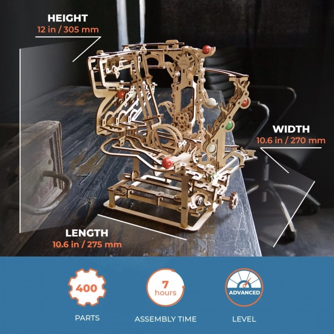 Ugears 3D drewniane puzzle mechaniczne Tor kulkowy łańcuchowy