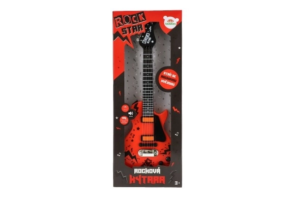 Gitara elektryczna ROCK STAR plastikowa 58cm na baterie z dźwiękiem, światłem w pudełku 24x62x5,5cm