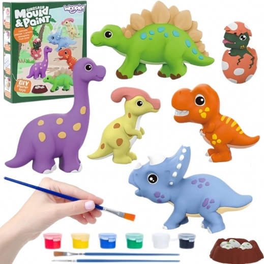 Woopie kreatywny zestaw z farbami DIY – gipsowe odlewy dinozaurów do kolorowania