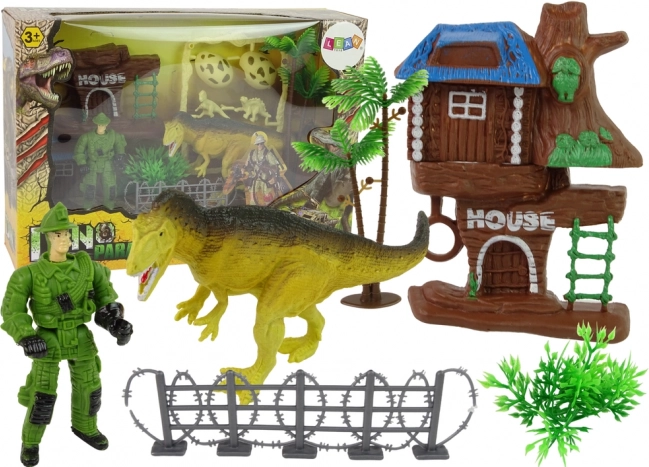 duży zestaw dinozaurów DINO PARADISE z akcesoriami i domkiem na drzewie