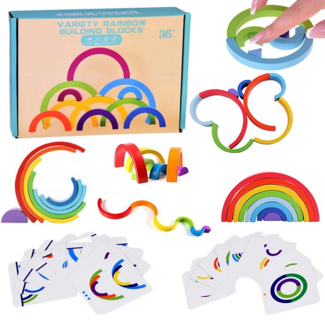 Montessori edukacyjne drewniane puzzle kolorowa tęcza + zadania ZA5328