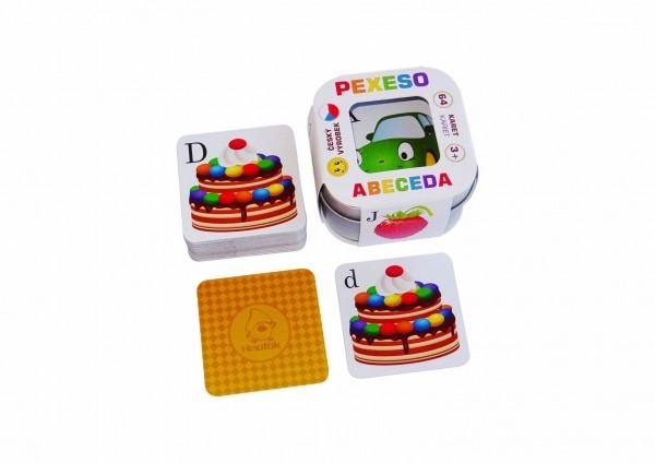 Pexeso Abeceda 64 kart w metalowym pudełku 6 x 6 x 4cm
