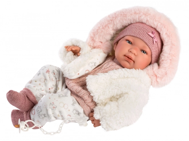 Realistyczna lalka niemowlęca z dźwiękami i miękkim ciałem 44 cm
