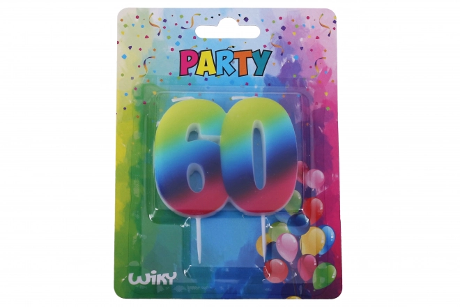 Świeczka imprezowa numer 60 Tęcza