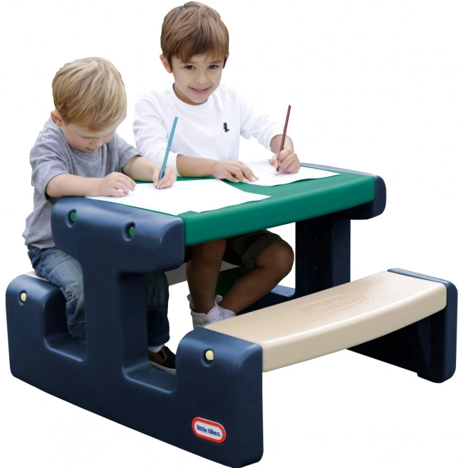 Dziecięcy stolik piknikowy niebiesko-zielony do ogrodu Little Tikes