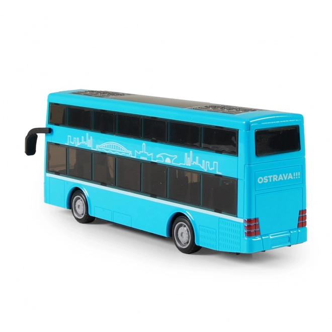 Dwupiętrowy autobus zabawka niebieski 20 cm