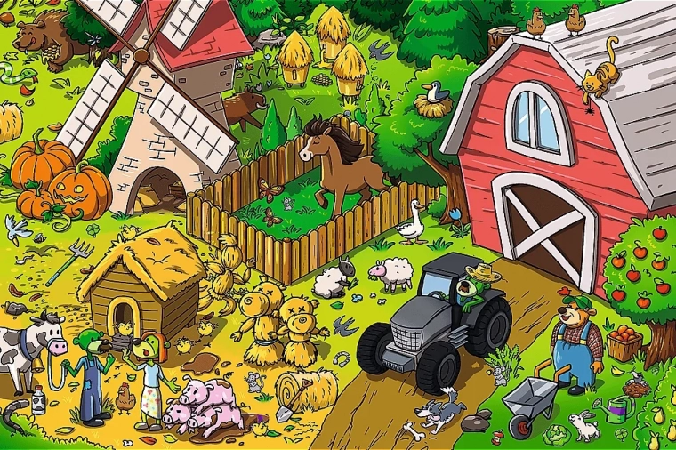 Puzzle TREFLÍCI na farmie 60 elementów