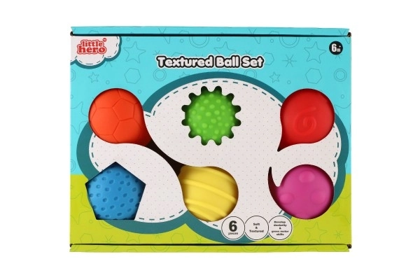 Zestaw piłeczek 6 sztuk z teksturą gumowe 6cm w pudełku 6m+