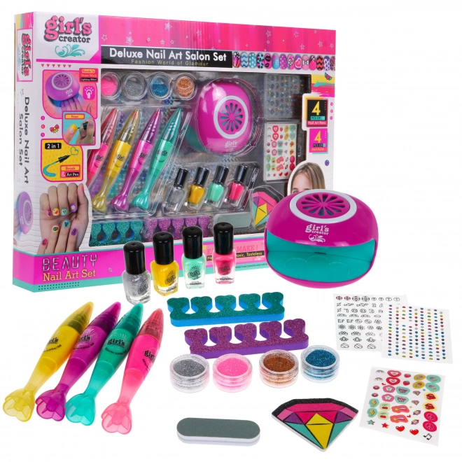 Manicure dla dziewczynek 6+ Salon piękności 20 sztuk lakierów i piór do paznokci
