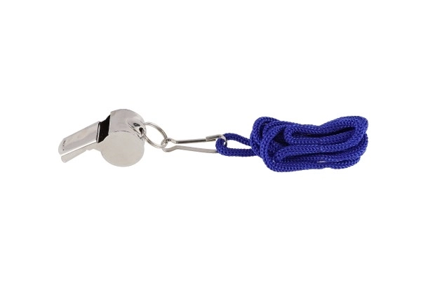Gwizdek z linką metalową/tkaniną 5 cm na karcie