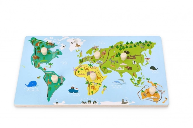 Puzzle z uchwytami mapa świata
